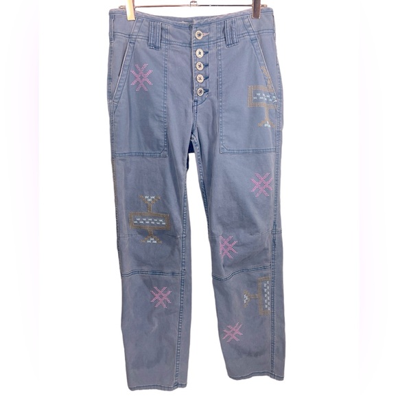 Anthropologie Pilcro The Wanderer Cross-Stitched Pants 27 - Picture 7 of 16